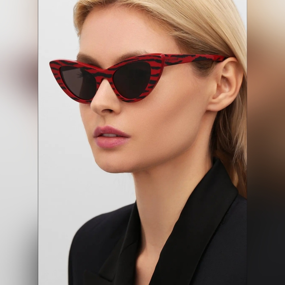 Saint Laurent New Wave Sunglasses SL 213 Lily 008 Tiger Red Cat Eye 52-21-145